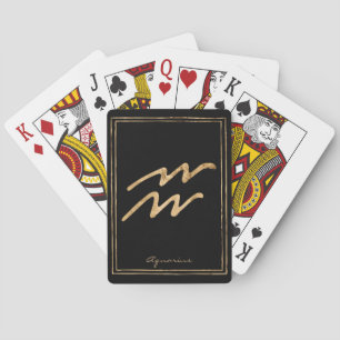 Jeu De Cartes Aquarius martelé or stylisé symbole astrologique