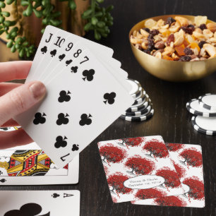 Jeu De Cartes Arbre à feuilles de coeur rouge