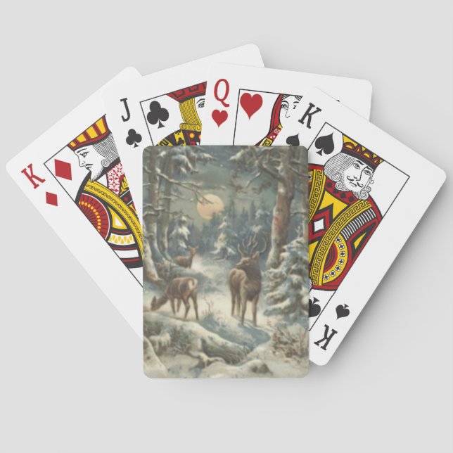 Jeu De Cartes Arbre de Noël Reinder Forêt À feuillage persistant (dos)