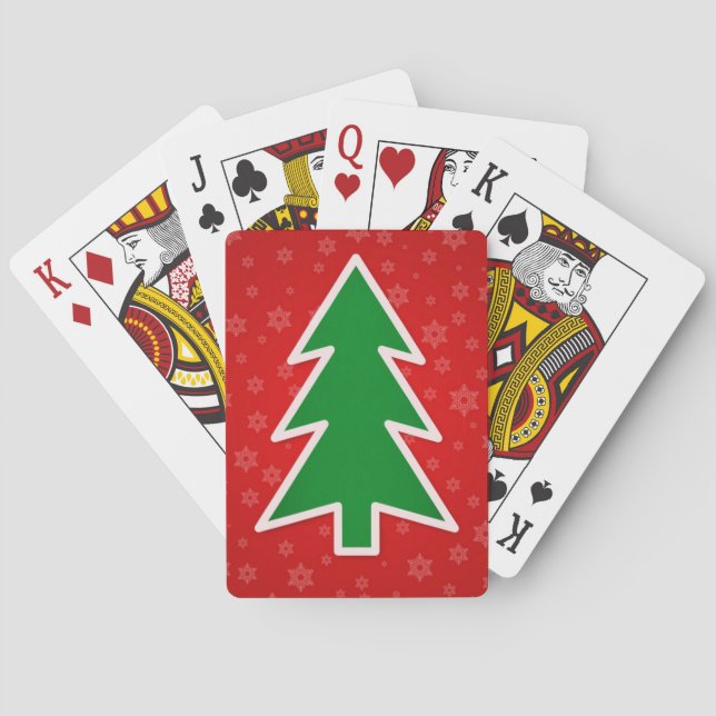 Jeu De Cartes Arbre de Noël sur l'arrière - plan rouge (dos)