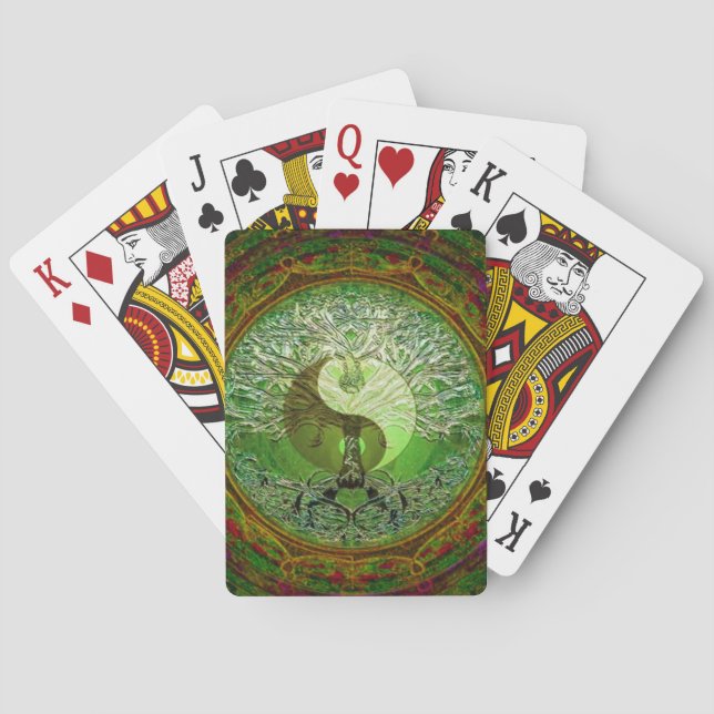 Jeu De Cartes Arbre de Yin Yang de vert de la vie (dos)