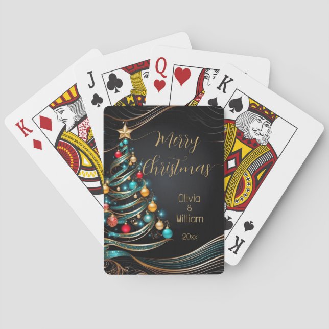 Jeu De Cartes arbre moderne de noël personnalisé (dos)
