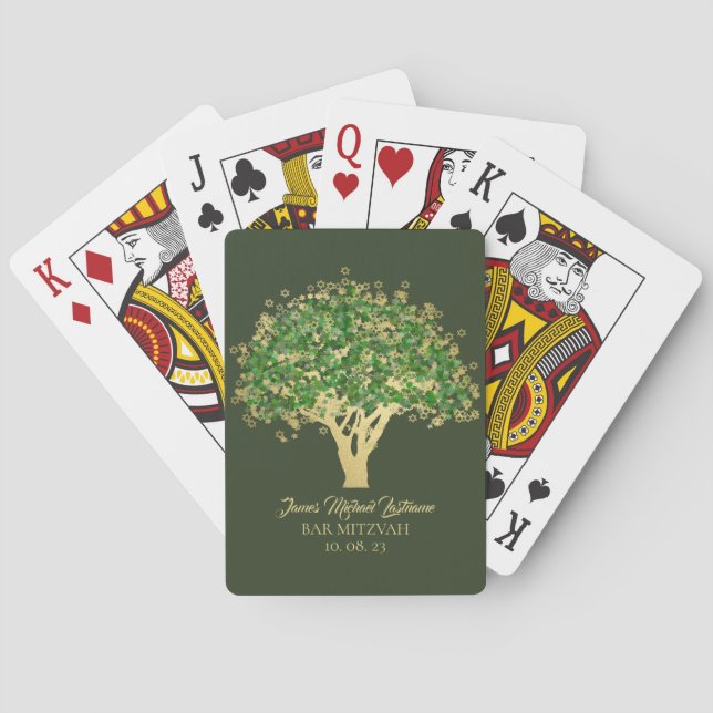 Jeu De Cartes Arbre vert et or Mitzvah (dos)