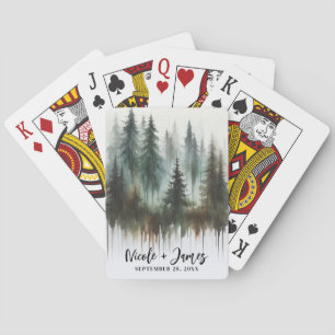 Jeu De Cartes Arbres à l'aquarelle Rustique Wilderness