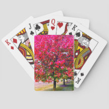 Arbres d'automne feuilles roses impressionnistes