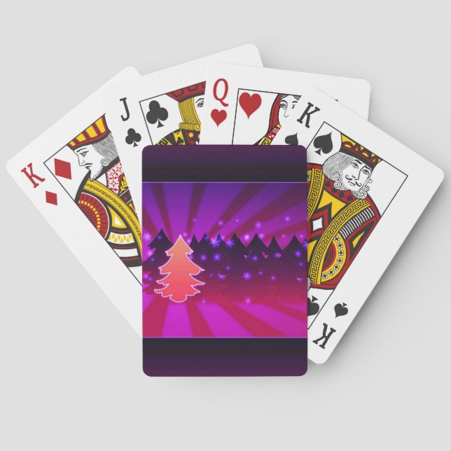 Jeu De Cartes Arbres de Noël Tons de pourpre (dos)