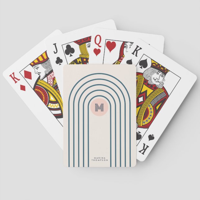 Jeu De Cartes Arcs de lignes géométriques Abstraites Pastel Retr (dos)