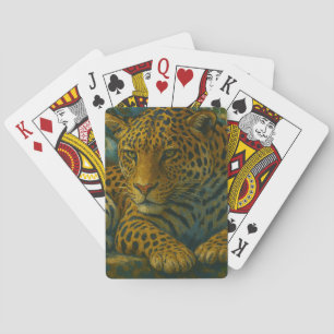 Jeu De Cartes Ardoise dorée - Leopard reposant en feuillage