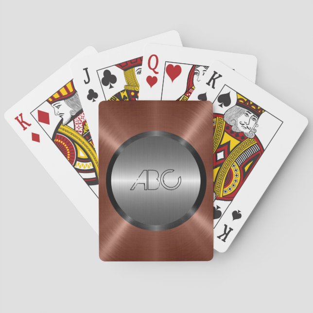 Jeu De Cartes Argent et bronze acier inoxydable métal (dos)