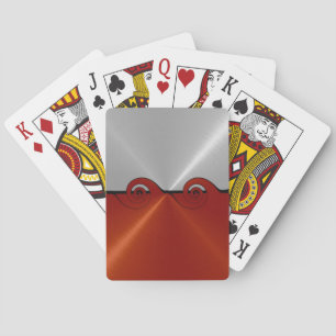Jeu De Cartes Argent Rouge Métal Inoxydable Découpe Motif 2