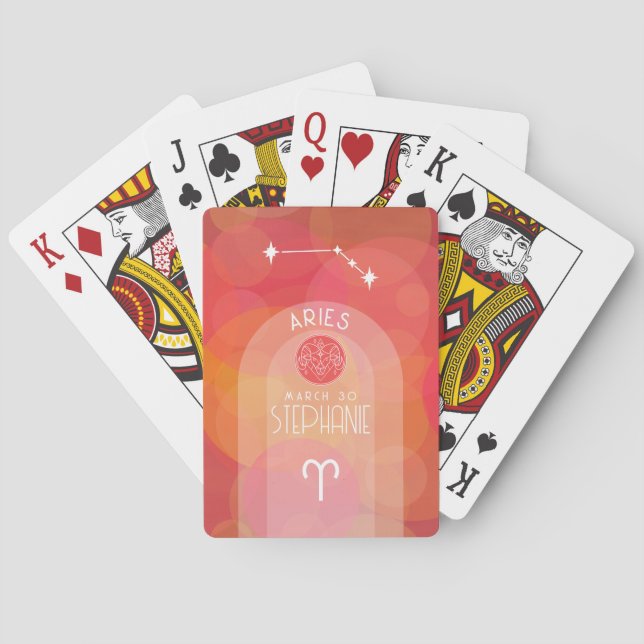 Jeu De Cartes Aries personnalisé Anniversaire Zodiac - Photo Des (dos)