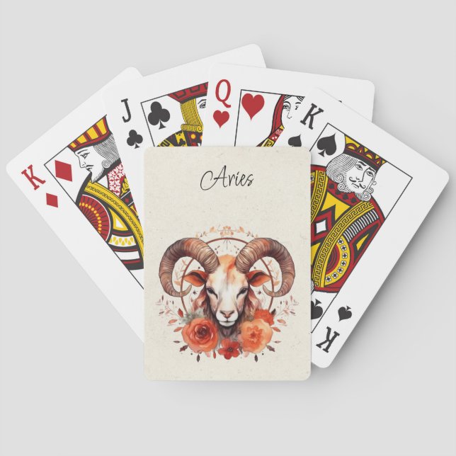 Jeu De Cartes Aries Ram Zodiac Aquarelle (dos)