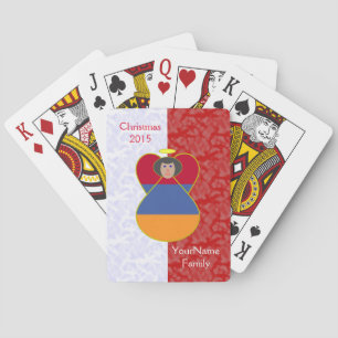 Jeu De Cartes Armenien Ange Cheveux Noirs Vêtu de Drapeau
