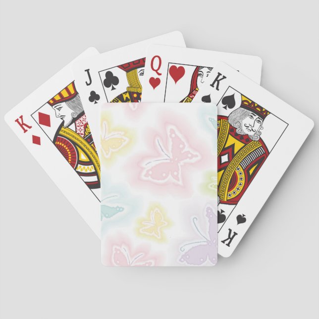 Jeu De Cartes Arrière - plan avec des papillons dans l'aquarelle (dos)