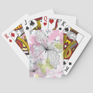 Jeu De Cartes Arrière - plan avec le papillon