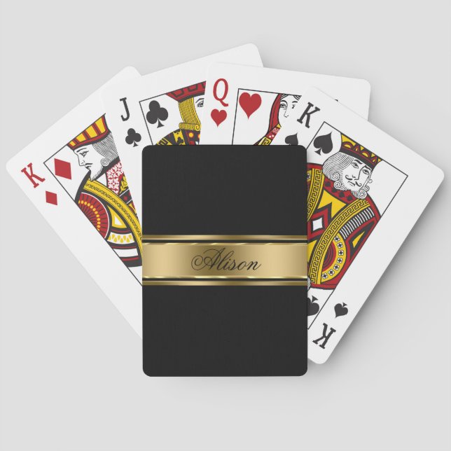 Jeu De Cartes Arrière - plan Noir Et Bande Or (dos)