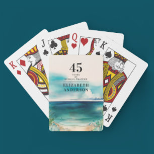 Jeu De Cartes Art Anniversaire Nom Et Date Plage Aquarelle