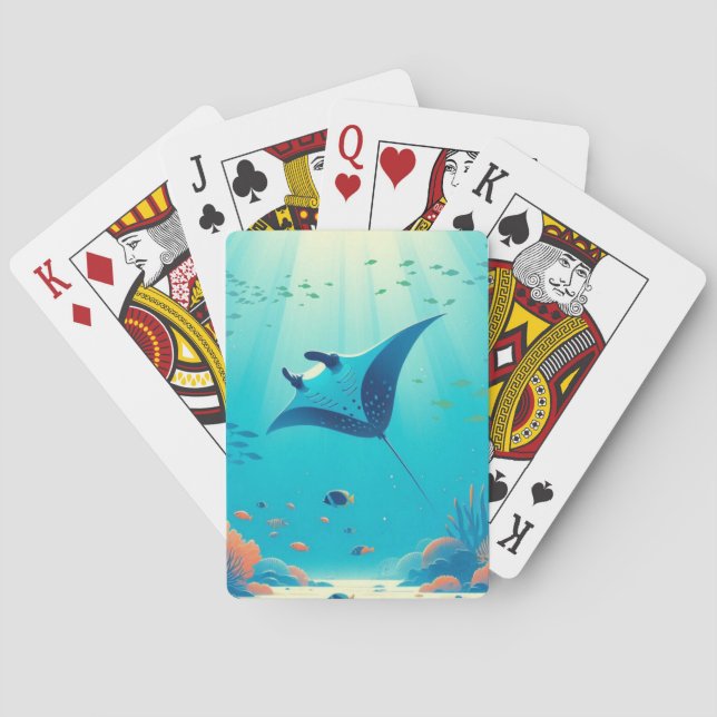 Jeu De Cartes Art côtier classique, raie manta (dos)