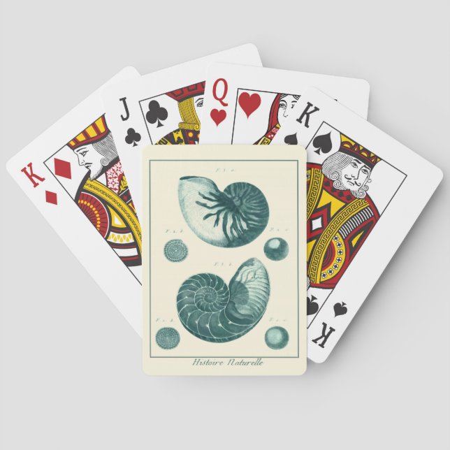 Jeu De Cartes Art de coquillage rouge et vert (dos)