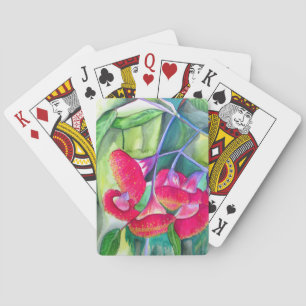 Jeu De Cartes Art de l'aquarelle australienne à fleurs rouges