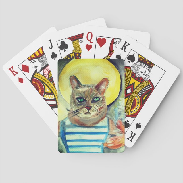 Jeu De Cartes Art de l'aquarelle de chat (dos)