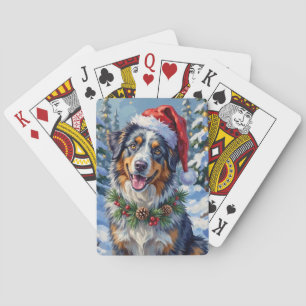 Jeu De Cartes Art de Noël d'hiver Berger Australien Merle