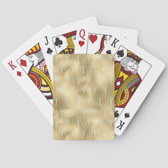 Jeu De Cartes Art Déco Diamond Motif 2, Or & Turquoise (dos)