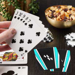 Jeu De Cartes Art Déco Noir Et Bleu Monogramme
