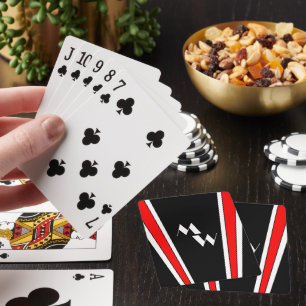 Jeu De Cartes Art Déco Noir Et Rouge Monogramme