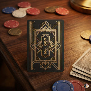 Jeu De Cartes Art Déco Or Noir N° 007 Vintage