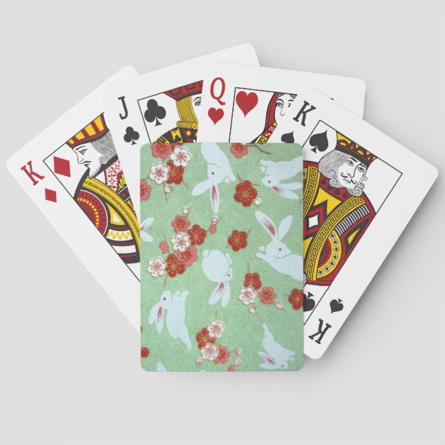 Jeu De Cartes Art japonais - Sakuras et lapins - Jouer aux carte (dos)