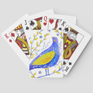 Jeu De Cartes Art moderne d'oiseau bleu et jaune à l'aquarelle