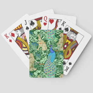 Jeu De Cartes Art Nouveau Peacock Print, Cobalt Blue & Green