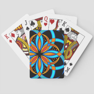 Jeu De Cartes art numérique bleu orange mandala monogrammed