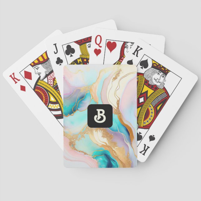 Jeu De Cartes Art parties scintillant abstrait en marbre pastel (dos)
