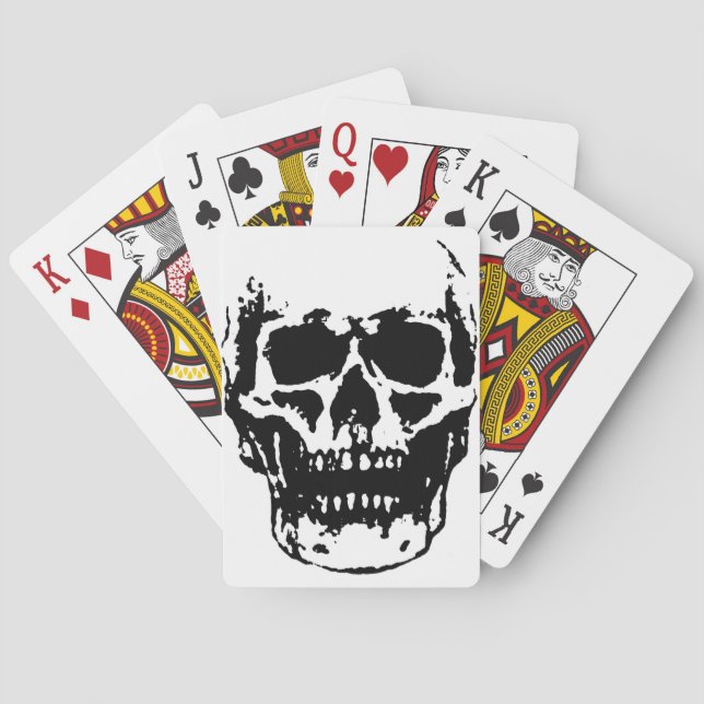 Jeu De Cartes Art Pop de crâne noir blanc (dos)