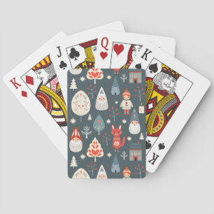 Jeu De Cartes Art populaire scandinave avec génomes de Noël