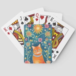 Jeu De Cartes Art populaire Whimsical Tabby Cat