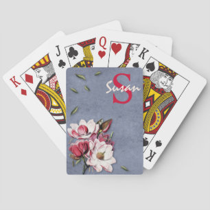 Jeu De Cartes Artistes Botaniques Personnalisés Bleu Empilé