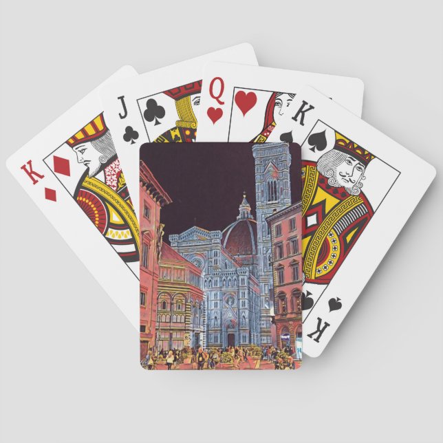Jeu De Cartes Artistique Florence Italie Street Scène avec Duomo (dos)