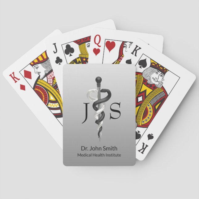 Jeu De Cartes Asclepius Noble Médicale élégant noir blanc (dos)