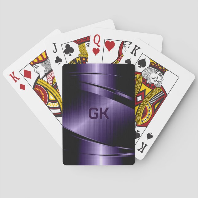 Jeu De Cartes Aspect d'aluminium brossé violet brillant (dos)