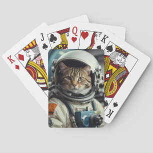 Jeu De Cartes Astronaute de chat gris dans l'espace