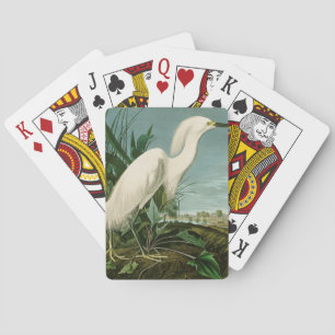 Jeu De Cartes Audubon Héron de neige Oiseaux d'aigrettes blanche