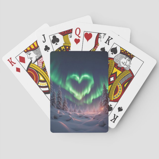 Jeu De Cartes Aurora boréale en forme de coeur (dos)