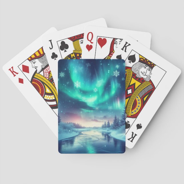 Jeu De Cartes aurora borealis/hiver/Noël (dos)