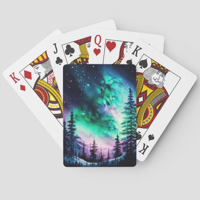 Jeu De Cartes Aurora céleste boréale Lumières nord vives (dos)