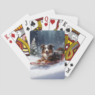 Jeu De Cartes Australian Shepherd hiver neige de Noël