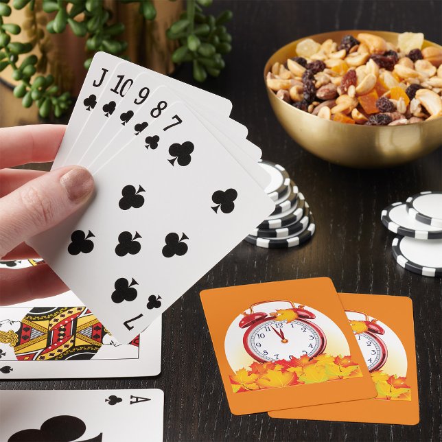 Jeu De Cartes Automne Heure Changer Feuilles Automne Et Horloge  (Créateur téléchargé)