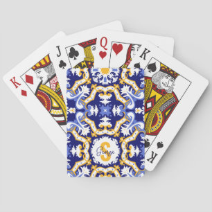 Jeu De Cartes Avec le nom 💙 💛 périwinkle, bleu et jaune Azulej